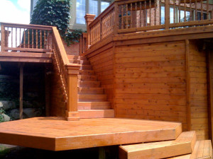 Deck stained with semi-transparent stain